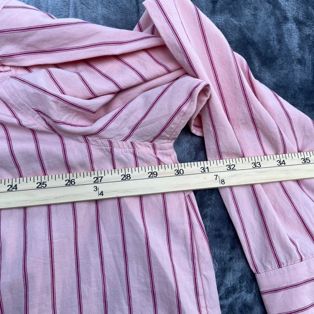 Wonderly Pink Burgundy Striped Button Down Shirt Long Sleeve Plus 4X NWT - Picture 3 of 9